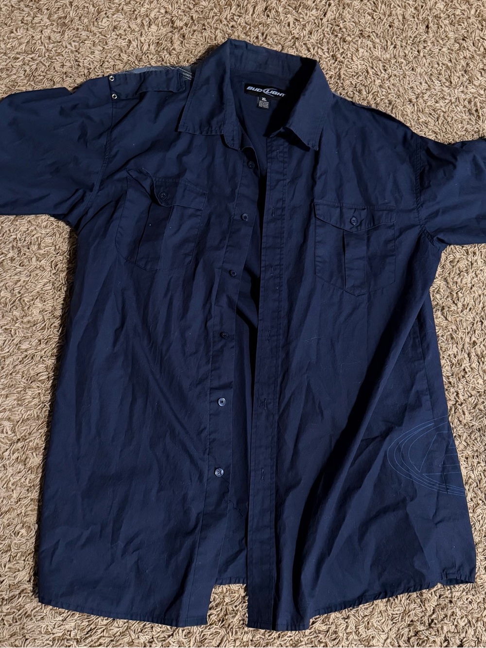 Men's Bud Light Navy Button-Up Shirt